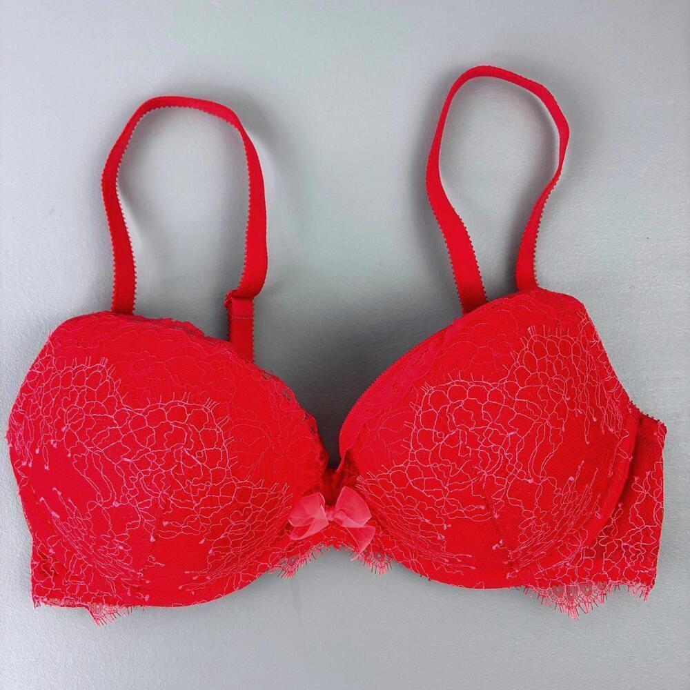 Victoria's Secret Dream Angels Red Lace Push Up Bra 36C